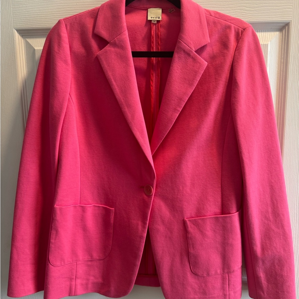 Ecru Pink Blazer Structured Suit Jacket
